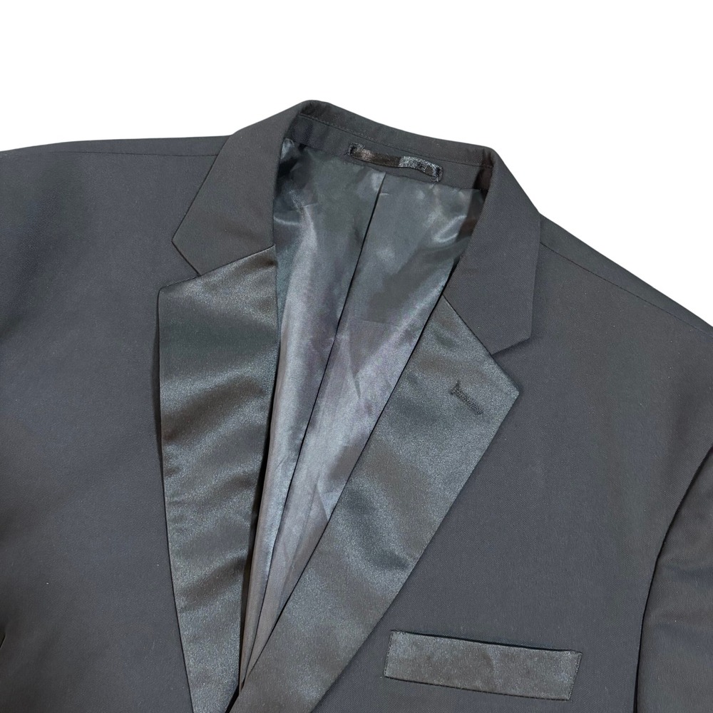 BELLIO Tuxedo Jacket Mens 48S Black Satin Lapel Classic Fit Formal Blazer